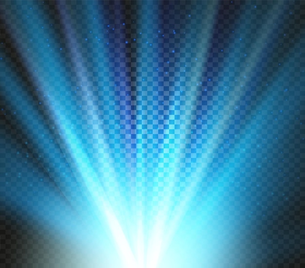 Shining vector blue color light effects glowing beams on checkered background illumination vector illustration