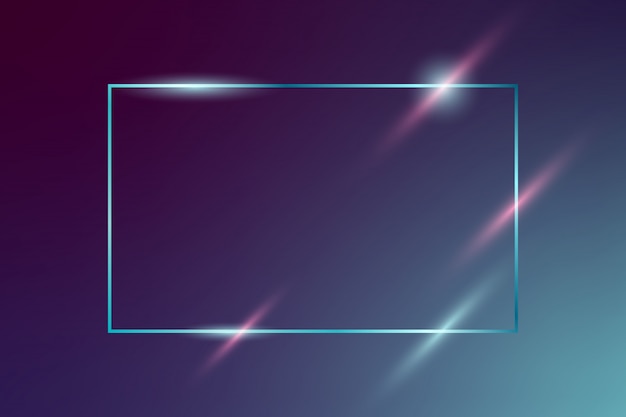 Vector shining vector neon frame on dark blue background