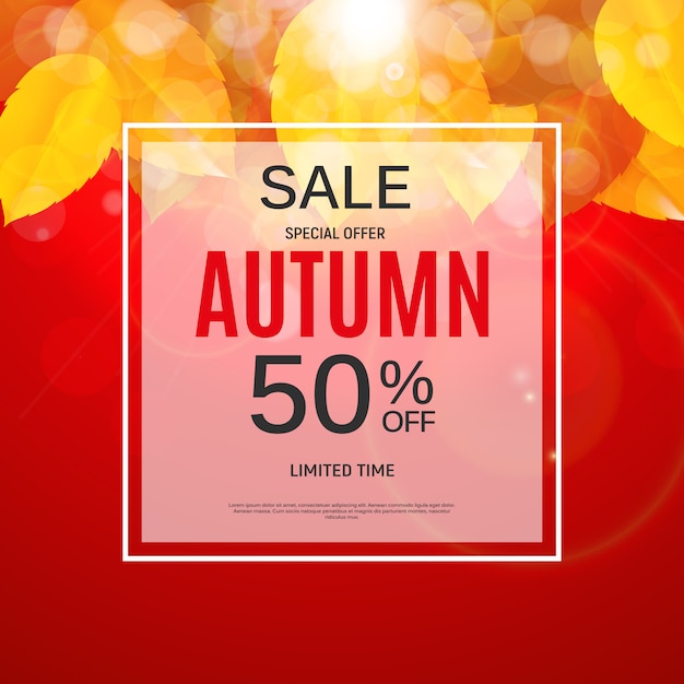 Shiny Autumn Leaves Sale Banner.