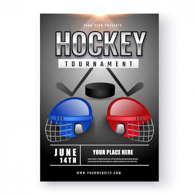 Vector shiny black ice hockey tournament template