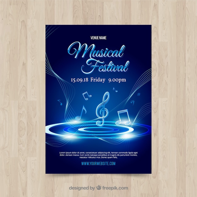 Shiny blue music poster template