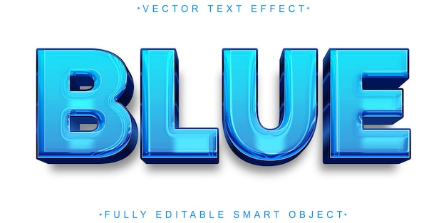 Vector shiny blue vector fully editable smart object text effect