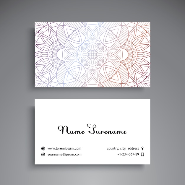 Shiny bright mandala style visiting card