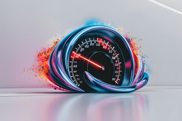 Vector shiny colorful speedometer isolated on white background