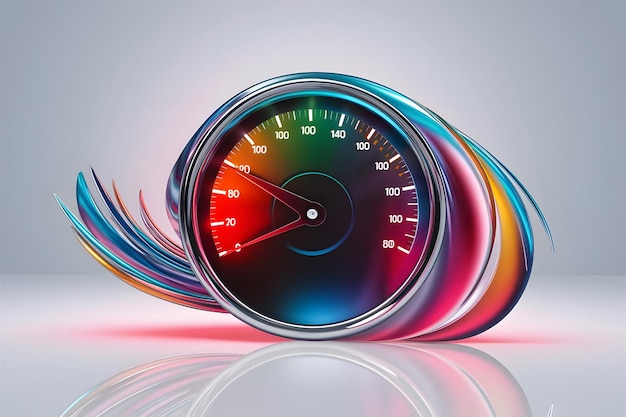 Shiny Colorful speedometer isolated on white background