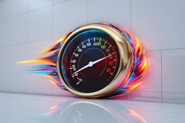 Vector shiny colorful speedometer isolated on white background