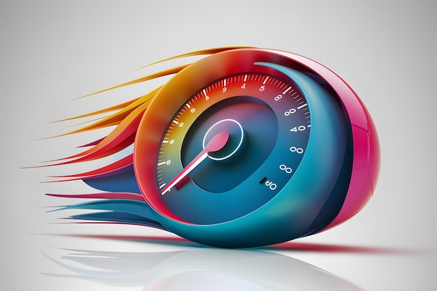 Vector shiny colorful speedometer isolated on white background