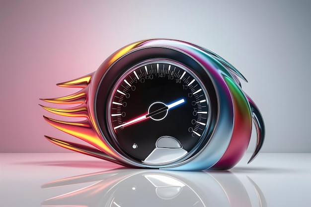 Vector shiny colorful speedometer isolated on white background