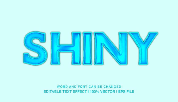 Shiny editable text effect template bold blue light glossy style typeface