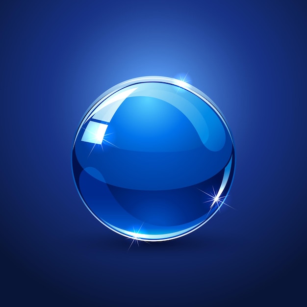 Shiny glossy ball on blue background illustration