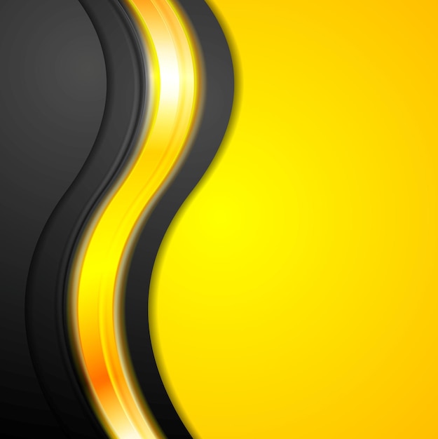 Shiny glowing yellow waves background. Vector design