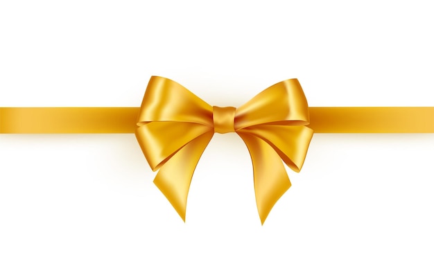 Shiny gold satin ribbon on white background