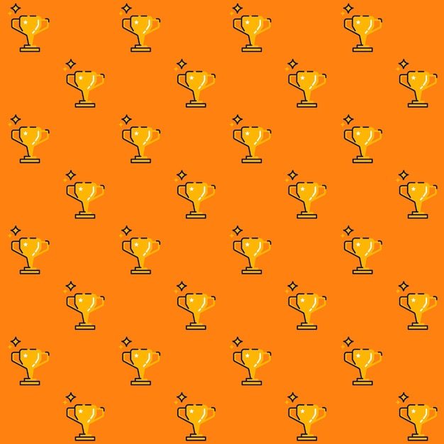 Shiny Gold Trophy Vector Seamless Pattern