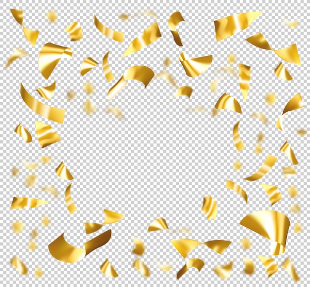 Shiny golden confetti isolated on a transparent background.  realistic