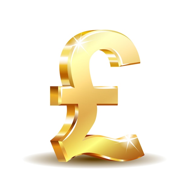 Shiny golden pound currency symbol Vector illustration