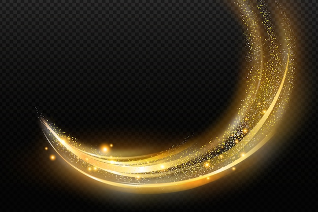 Shiny golden wave transparent background