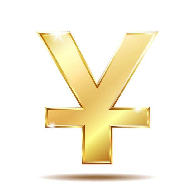 Shiny golden Yuan currency symbol