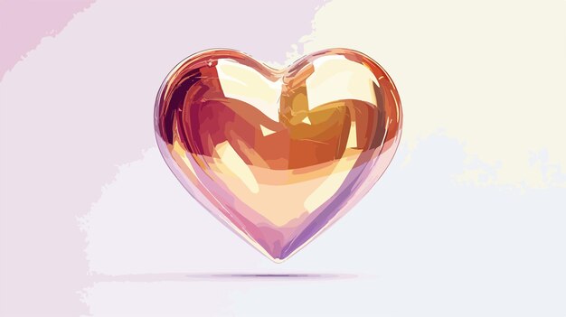 Shiny Metallic Heart Illustration in Flat Vector Design