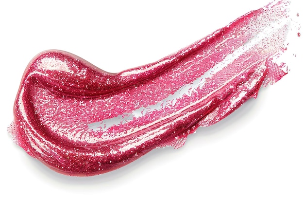 Shiny metallic pink lip gloss swatch isolated on white background ultra realistic photography white