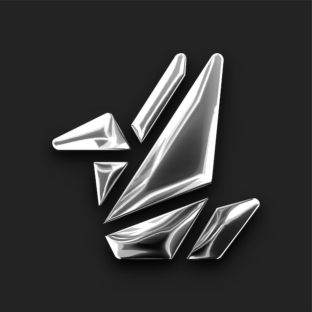 Vector shiny metallic silver origami icon with black backdrop