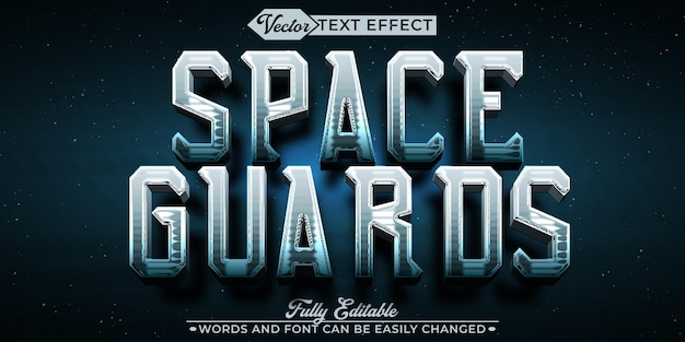 Vector shiny metallic space guards vector editable text effect template