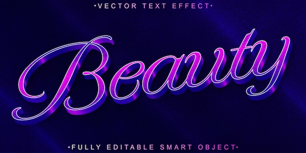 Vector shiny pink beauty vector fully editable smart object text effect