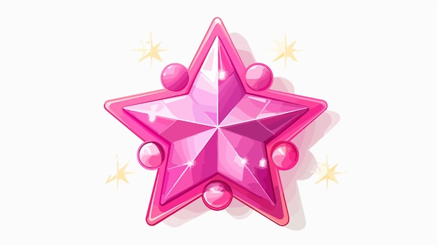 Shiny Pink Stone Game Stars Award Label Burst