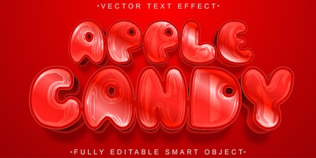 Vector shiny red apple candy vector fully editable smart object text effect