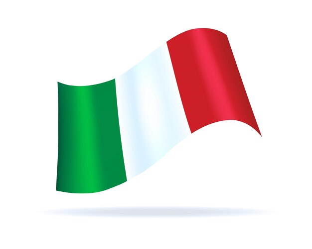 Shiny satin Italian flag waving in the air