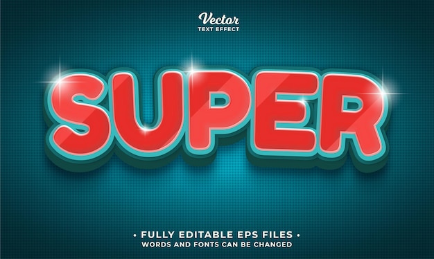 shiny super text effect editable eps cc