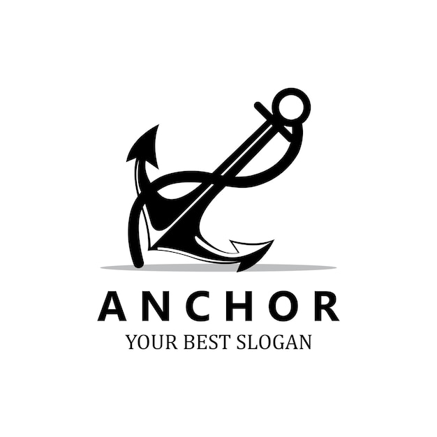 Ship anchor logo icon vector port retro design illustration