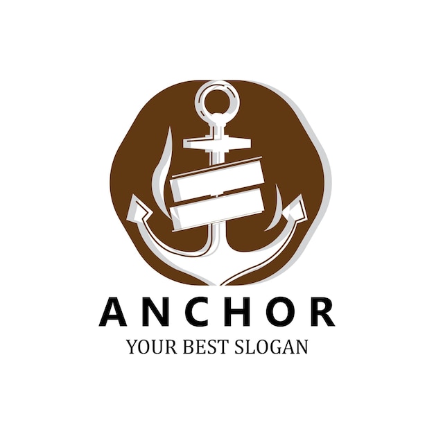 Ship anchor logo icon vector port retro design illustration