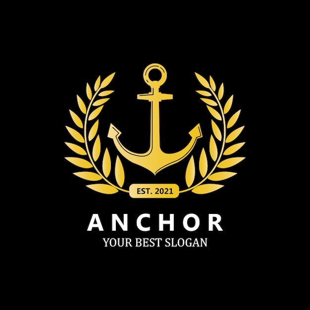 Ship anchor logo icon vector port retro design illustration