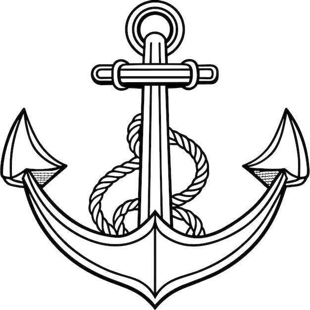 Ship Anchor outline illustration digital coloring book page line art drawing