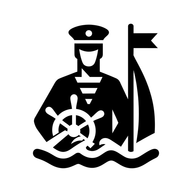 Ship captain badge Vector graphics minimalistic icon style sailor icon