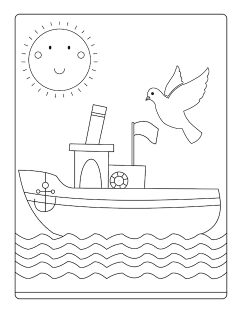 ship coloring pages with attractive background designs