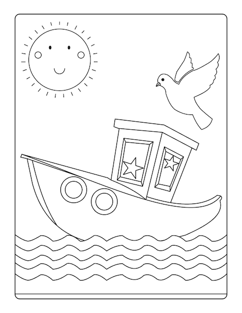 Ship hand drawing coloring pages for coloring vector print ready