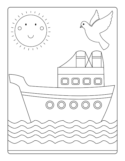 Ship hand drawing coloring pages for coloring vector print ready