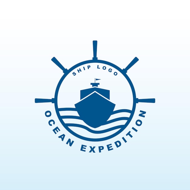 Ship logo ocean expedition template design