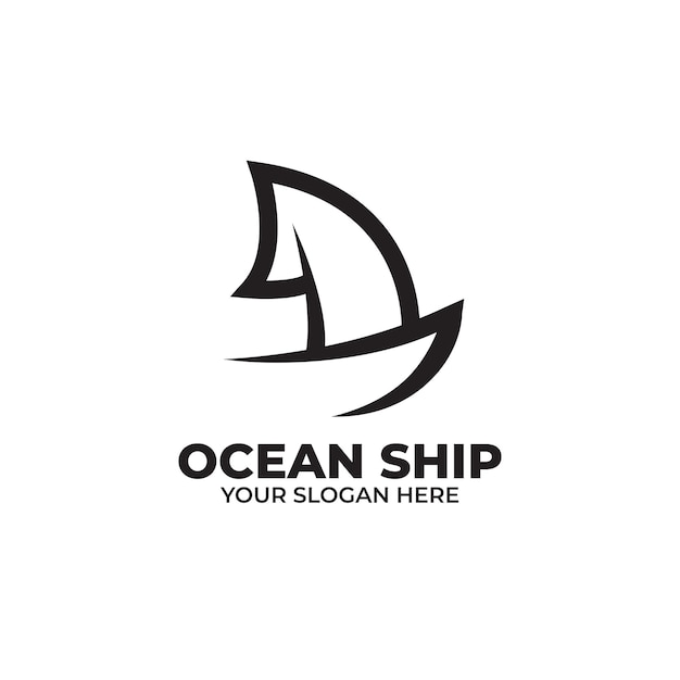 Ship or sailboat for marine company brand logo design vector template illustration