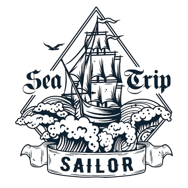 Ship for sea print Marine sailboat boat vessel