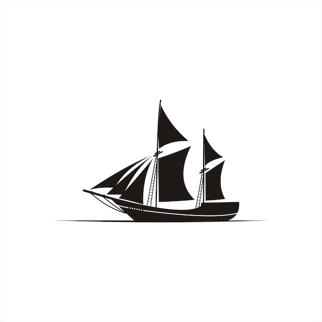 Ship Silhouette Nautical Logo Design