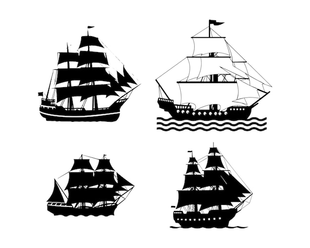 ship silhouette vector icon graphic logo design