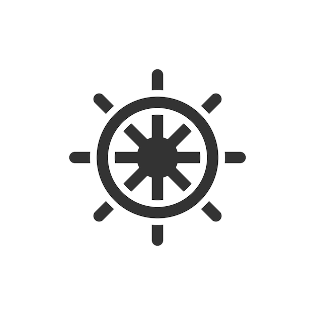 Ship steer wheel icon in black and white