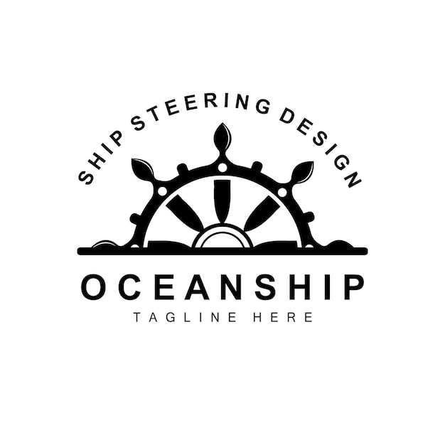 Ship Steering Logo Ocean Icons Ship Steering Vector With Ocean Waves Sailboat Anchor And Rope Company Brand Sailing Design