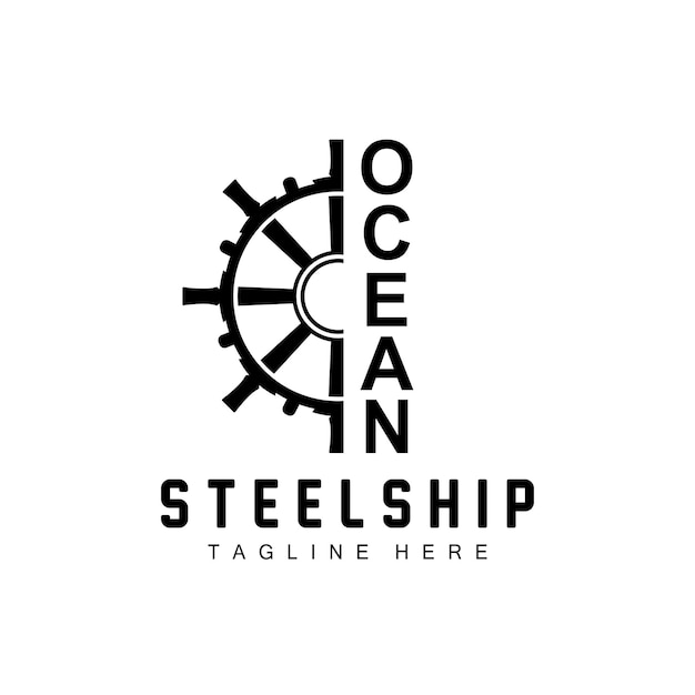 Ship Steering Logo Ocean Icons Ship Steering Vector With Ocean Waves Sailboat Anchor And Rope Company Brand Sailing Design