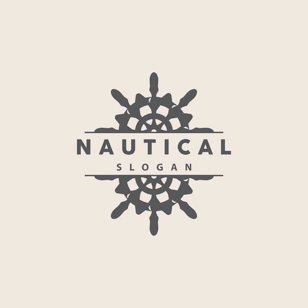 Ship Steering Logo Steering Wheel Boat Ship Yacht Compass Elegant Minimalist Design Ocean Sailing