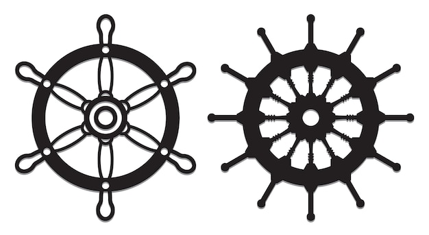 Ship steering wheel, Helm Anchor vector icon, Steer icon vector.