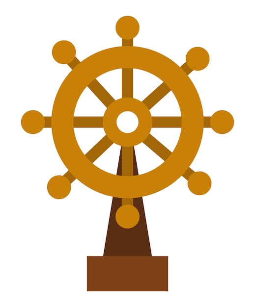 Ship steering wheel icon Water boat helm illustration Pirate vessel hand wheel picture isolated on white background Marine element concept