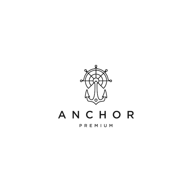 Ship wheel and anchor logo template